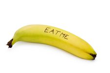 Eat Me Banana On White Stock Photography