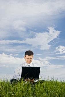 Businessman With Laptop Stock Image Businessman With Laptop Stock Image