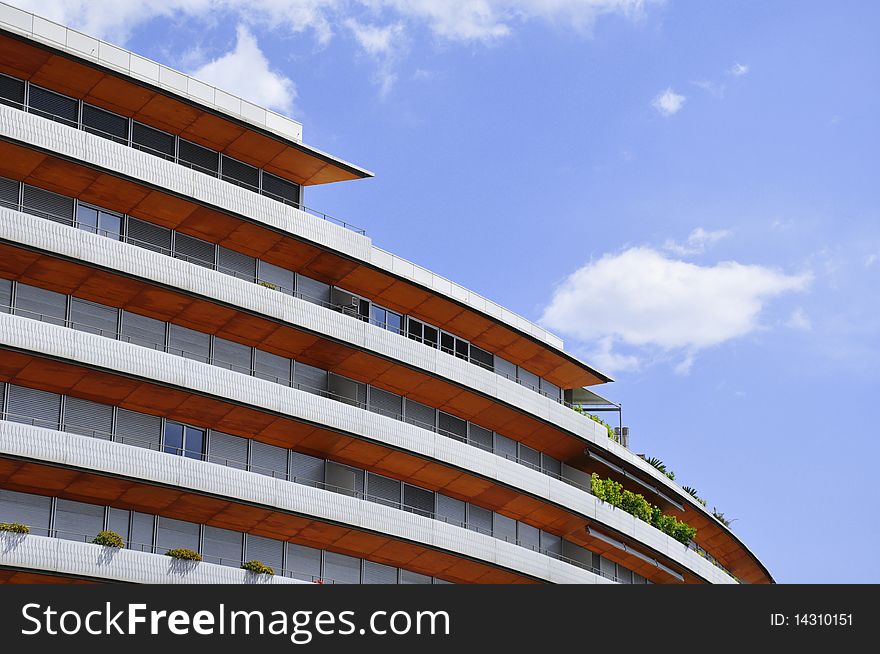 Apartment building with the sky behind. Apartment building with the sky behind