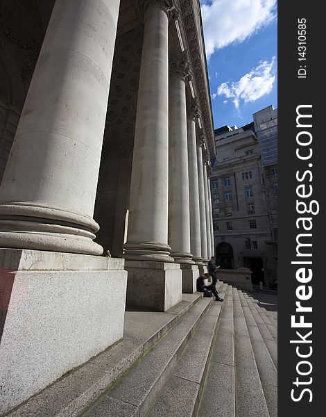 Columns of a building in london