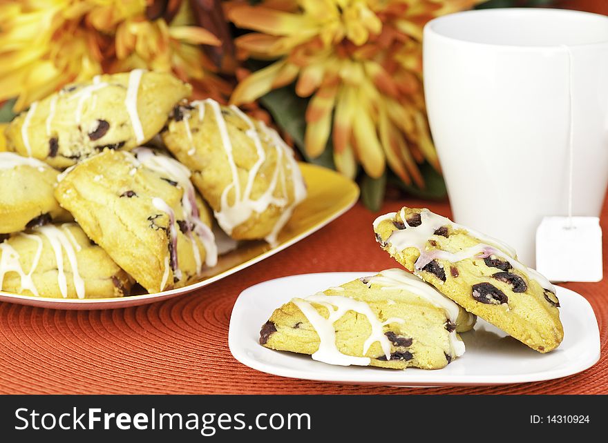 Delicious blueberry scones and tea