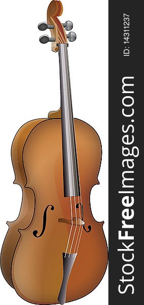 A glossy concert cello in wood.