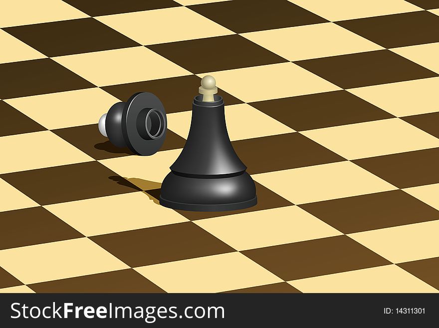 Black chess queen with white pawn inside. Vector illustration. Mesh is used. Black chess queen with white pawn inside. Vector illustration. Mesh is used