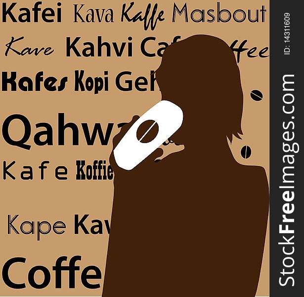 Woman drink Coffee silhouette poster sticker