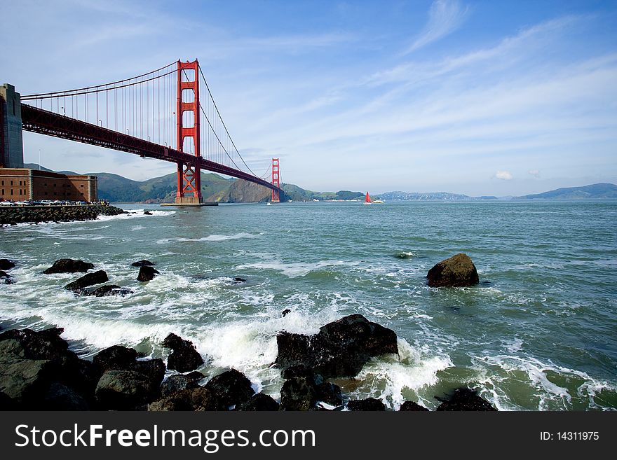 Golden Gate with blue sky