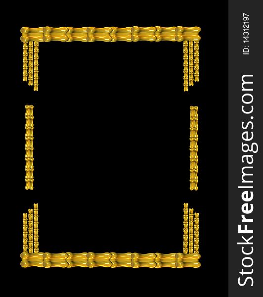 Oriental bamboo frame in gold and 3d on black to show detail. Oriental bamboo frame in gold and 3d on black to show detail