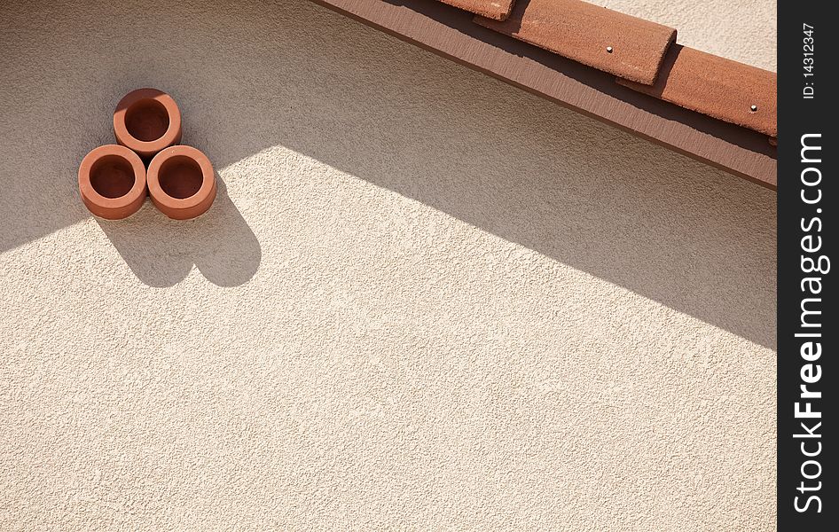 Abstract of New Stucco Wall and Roof from House. Abstract of New Stucco Wall and Roof from House.