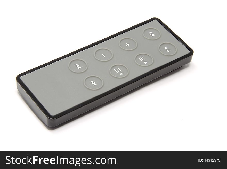 A remote control for a docking station speaker. A remote control for a docking station speaker.