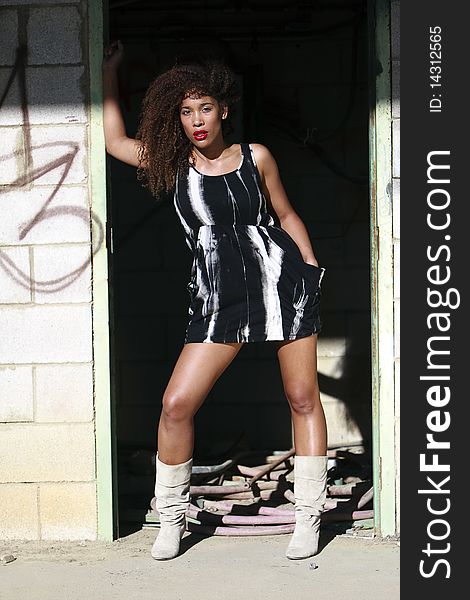 African-American woman posing in a lifestyle fashion environment. African-American woman posing in a lifestyle fashion environment