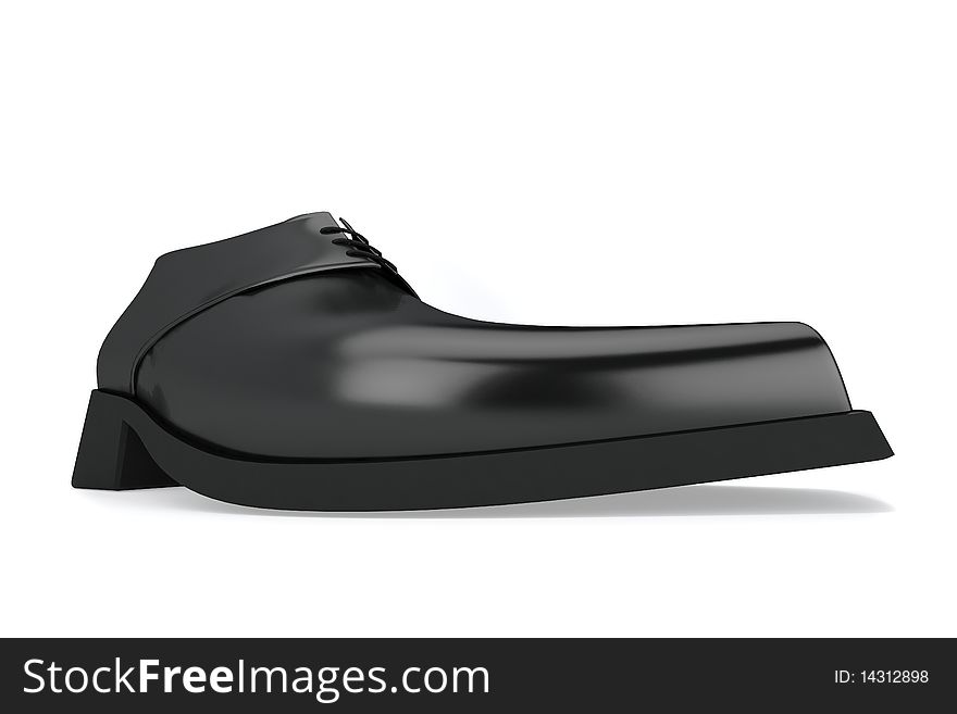 Man's black shoe isolated on white background