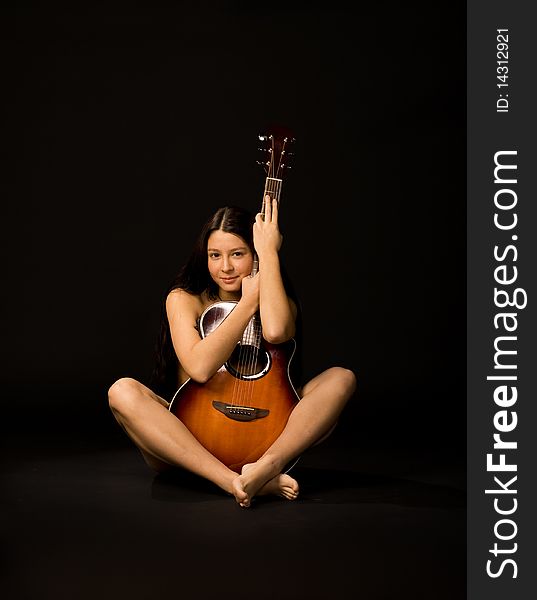 Attractive Girl with  guitar