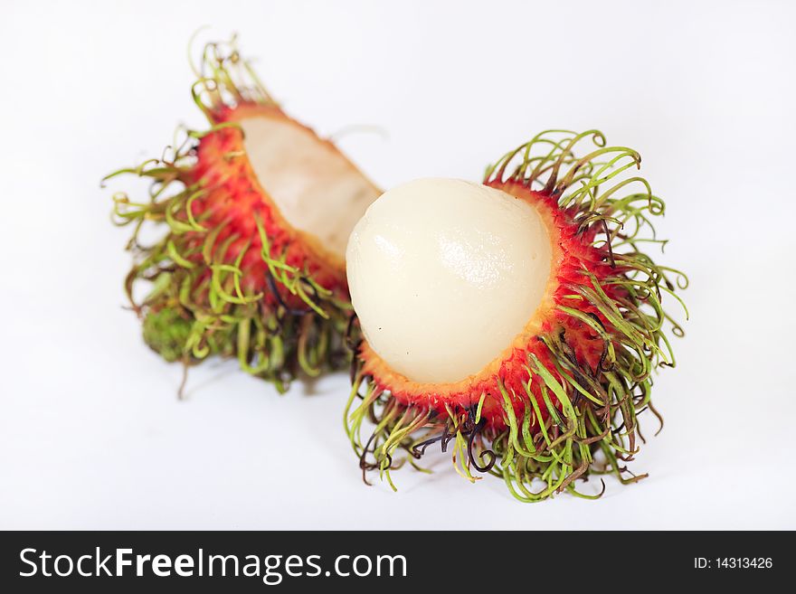 Tropical fruit rambutan isolated on white background