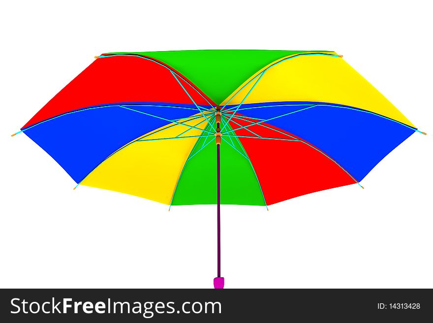 One colored umbrella isolated on white background