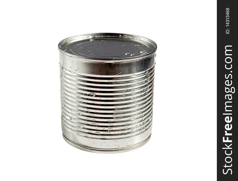 Tin on a white background