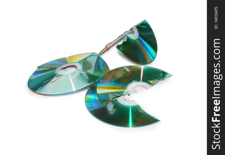 Lots of Broken CD. Isolated on white