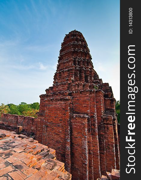 Pagoda of Nakornluang Castle at Ayutthaya, Thailand.