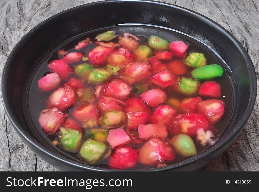 Thai tradition colorful sweetmeat with syrup. Thai tradition colorful sweetmeat with syrup