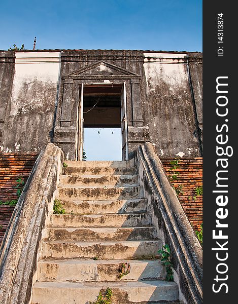 Ancient door of Nakornluang Castle at Ayutthaya, Thailand.