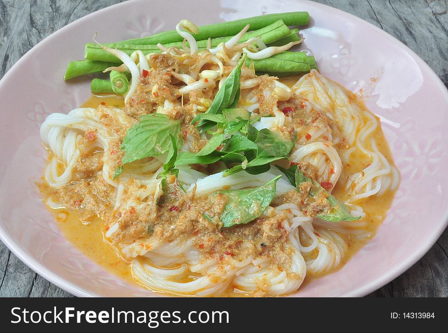 Thai tradition noodles with coconut sream cream. Thai tradition noodles with coconut sream cream