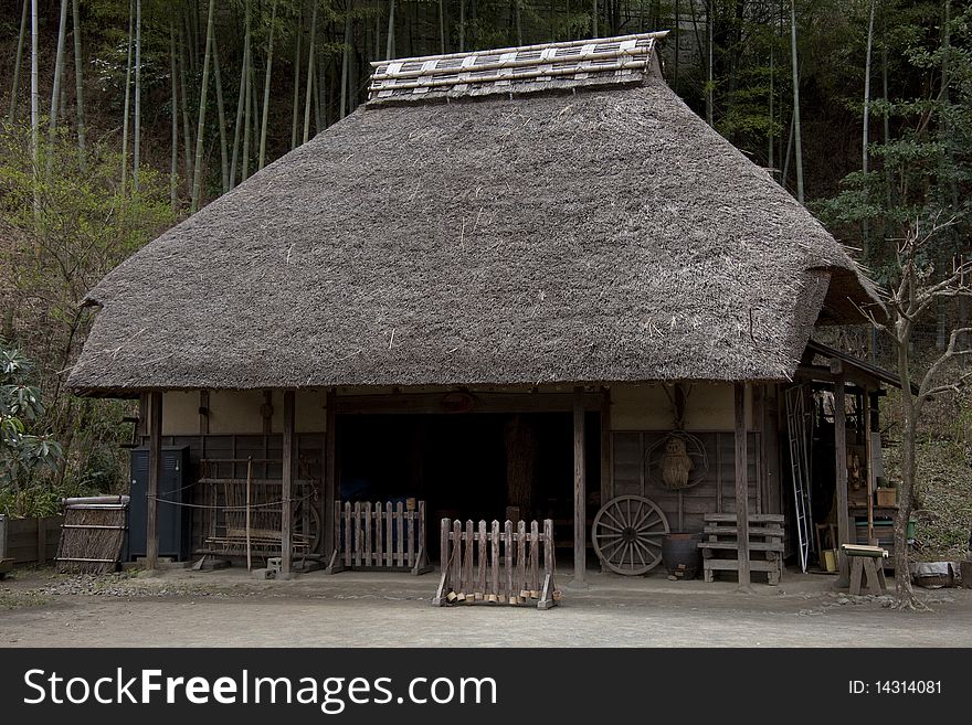 Private house of a Japanese old thatched roof. Private house of a Japanese old thatched roof