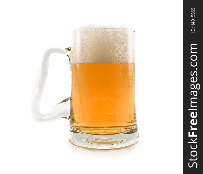 Glass of beer is isolated on a white background