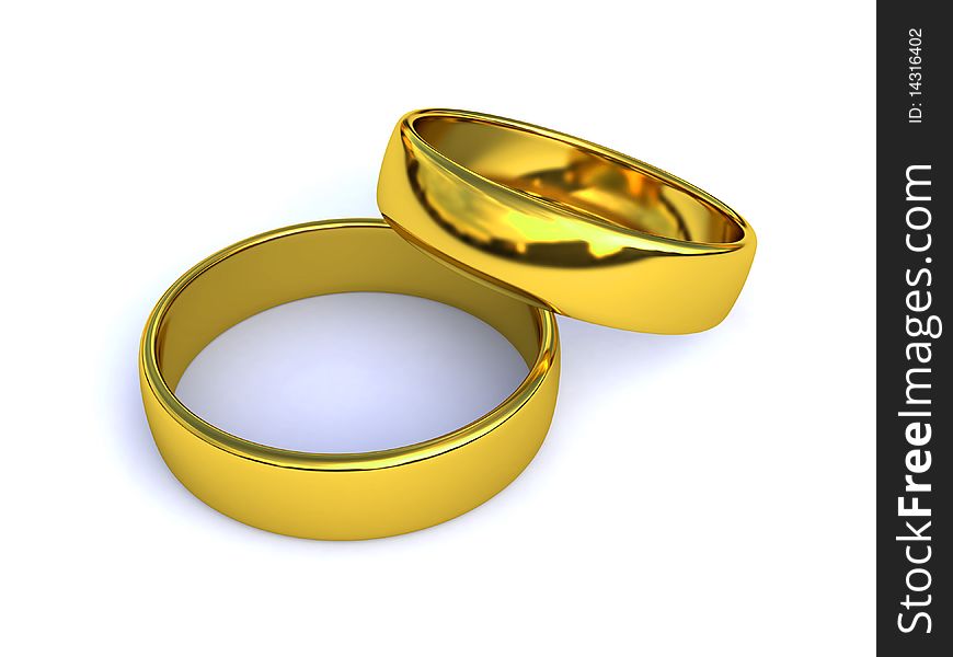 Two wedding rings isolated over a white background