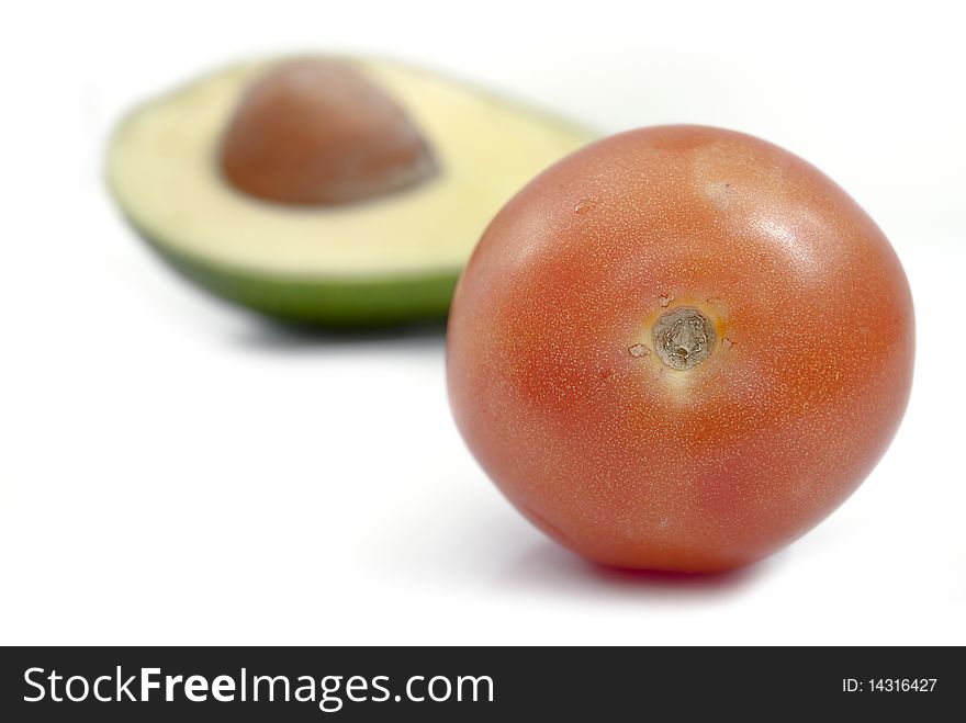 Fresh Tomato and Avocado in white background