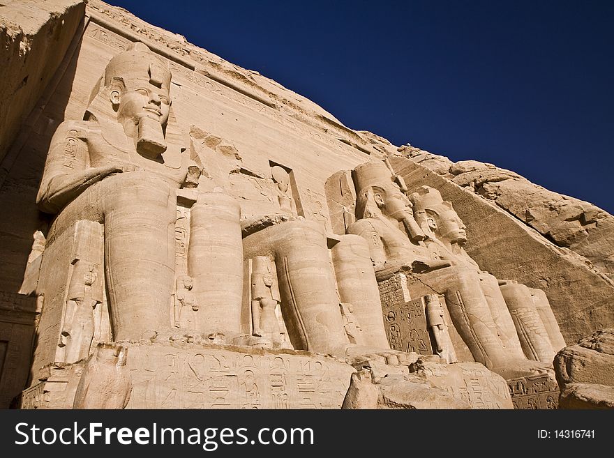Stone statues in the temple of the Egyptian Pharaoh. Stone statues in the temple of the Egyptian Pharaoh