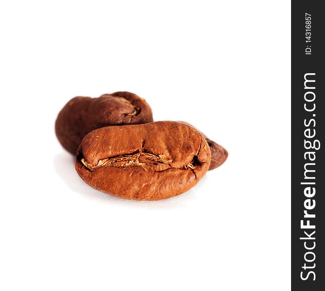 A coffee seeds isolated oon white