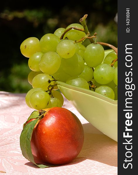 Nectarine and grape
