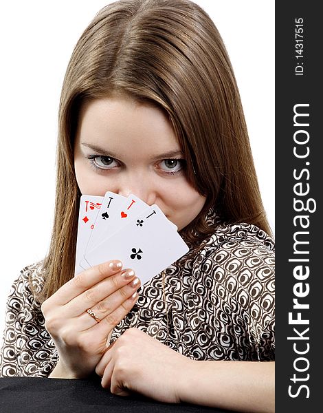 Image of a girl with four Aces