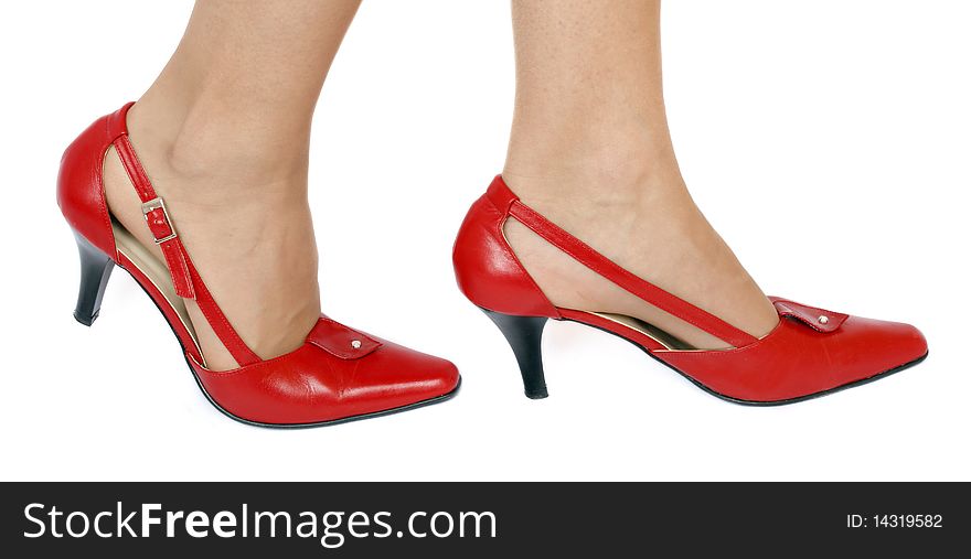 Slim legs and red high hills shoes. Slim legs and red high hills shoes