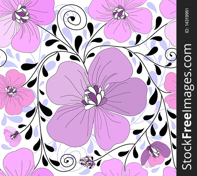 Seamless floral pattern with curls and leaves. Seamless floral pattern with curls and leaves