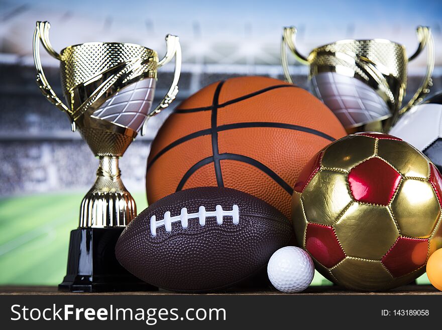 Sport equipment and balls background. Sport equipment and balls background