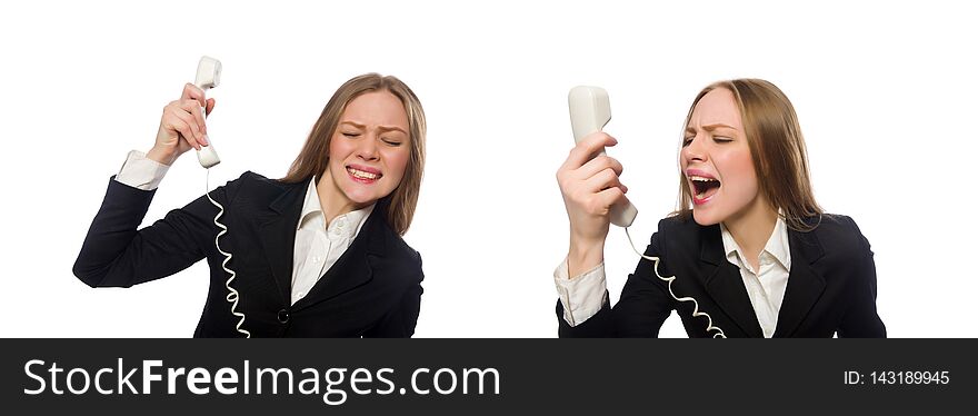 The Funny Businesswoman Isolated On White