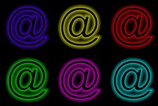 Icon Mail Set Neon Style Royalty Free Stock Image