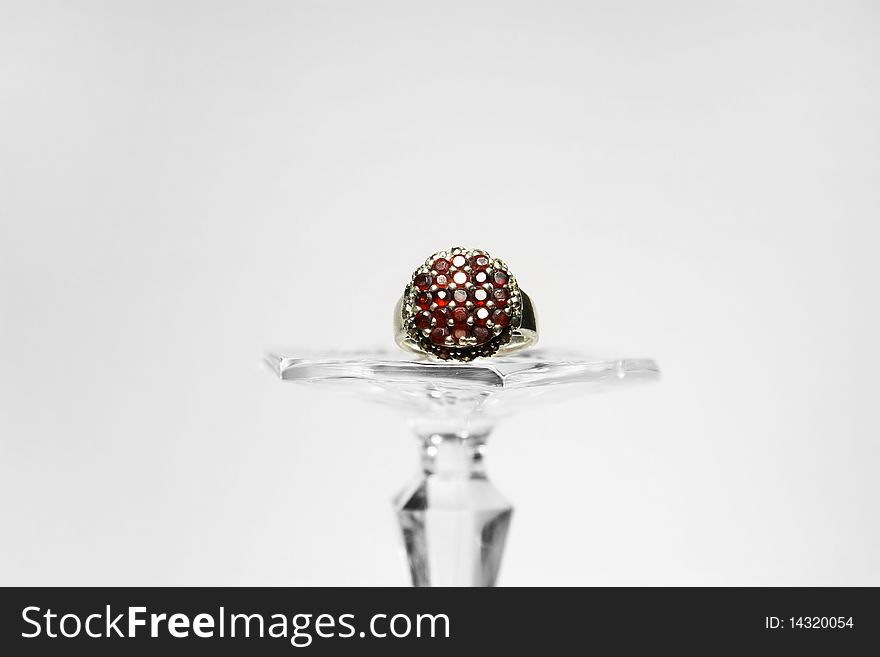 Silver ring on the white background