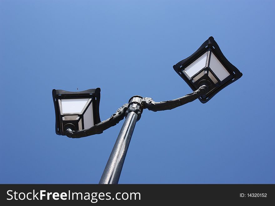 Street lamps on the blue background