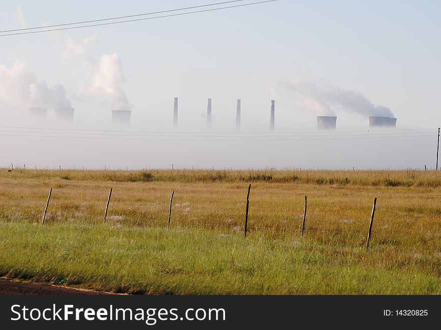 Power Station draped in mist. Power Station draped in mist