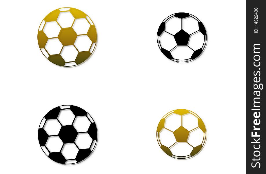 Set of four soccer balls