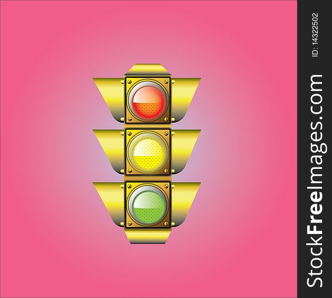 Illustration-traffic-light isolated on a pink background