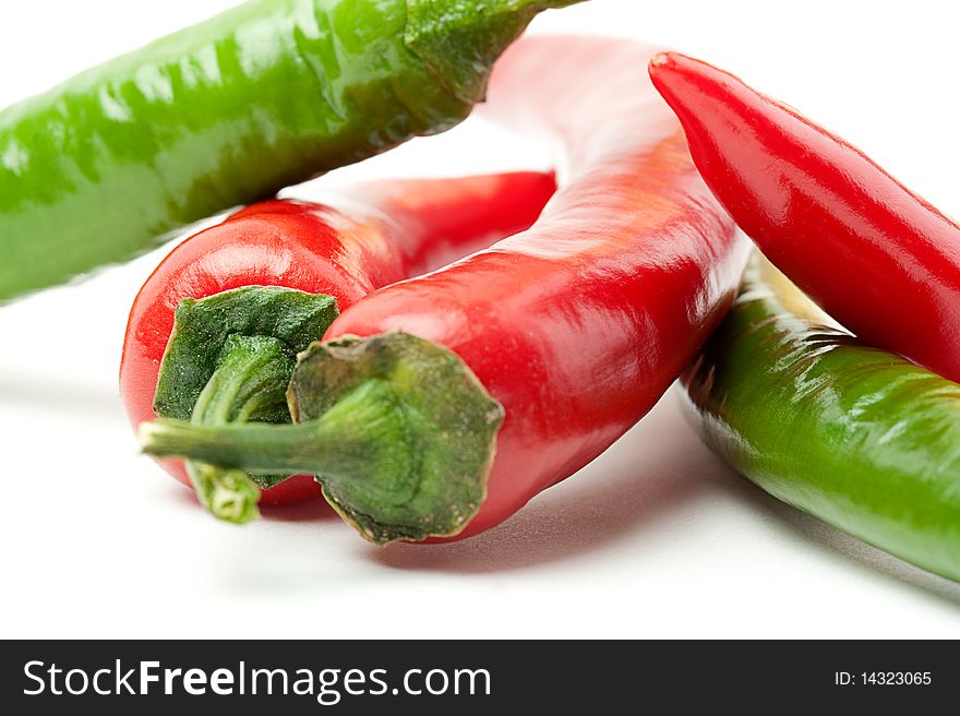 Close-up of a chilli peppers on white background