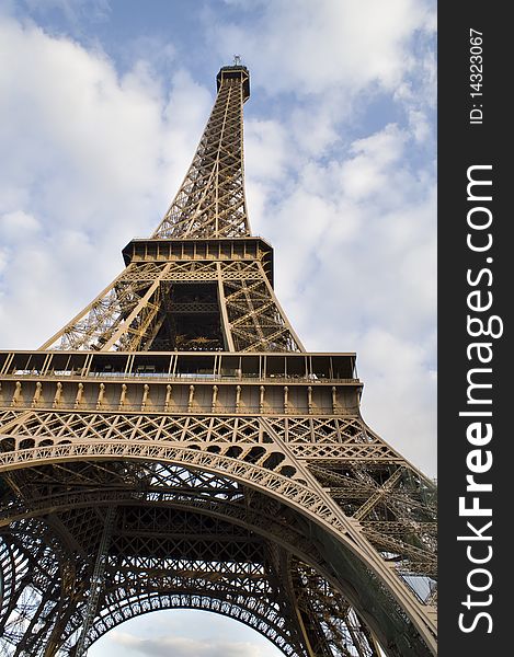 Beautiful Color Image of the Eiffel Tower with Cloudy Blue Sky. Beautiful Color Image of the Eiffel Tower with Cloudy Blue Sky.