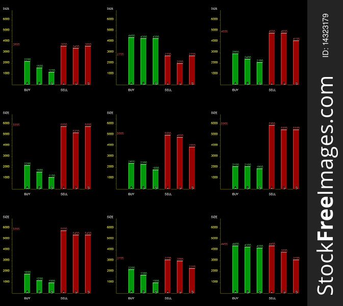 Business charts showing random stock market data,