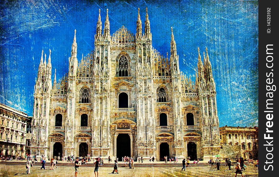 Beautiful Milan duomo - atwork in painting style. Beautiful Milan duomo - atwork in painting style