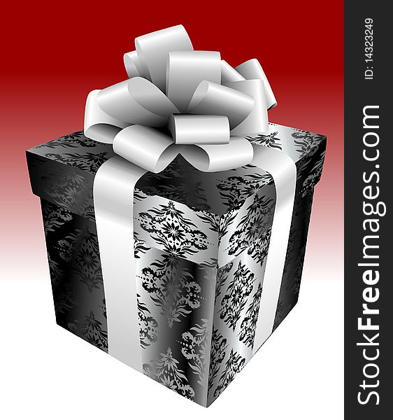 Vector gift with white bow. Vector gift with white bow