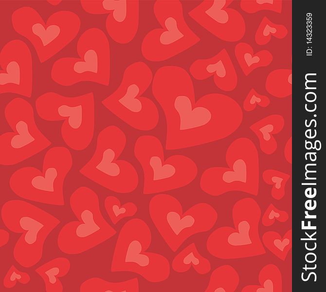 Seamless red background with hearts. Seamless red background with hearts