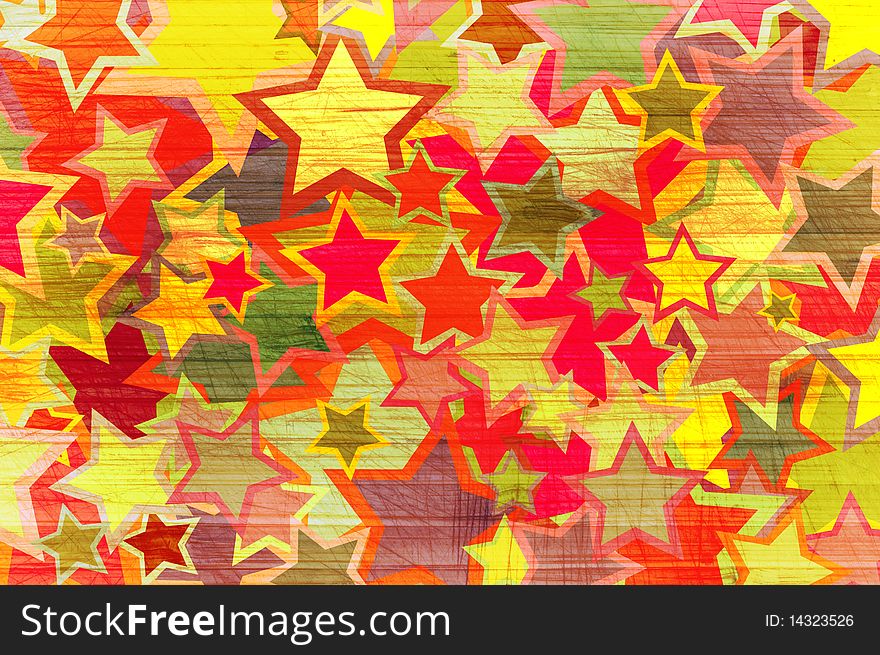 Abstract grunge background with colour stars. Abstract grunge background with colour stars.