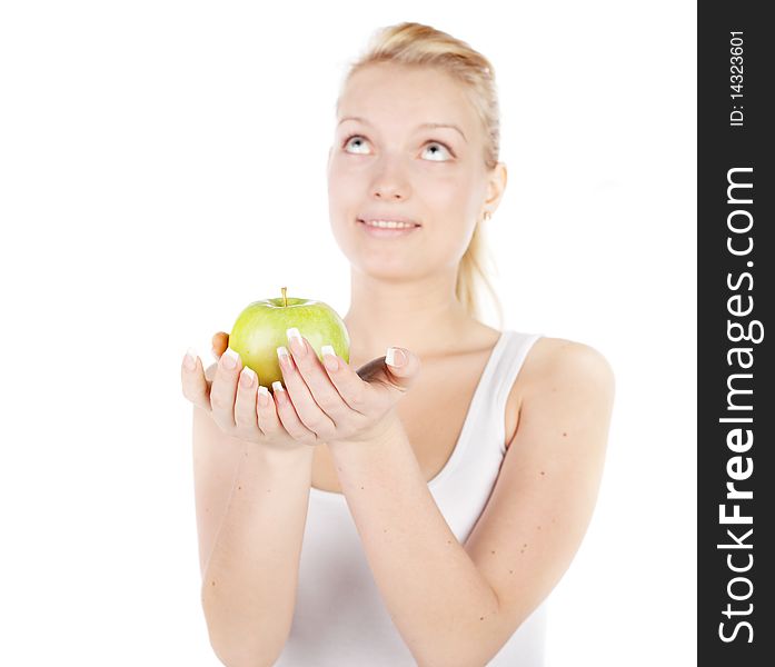 Young Blonde With Apple
