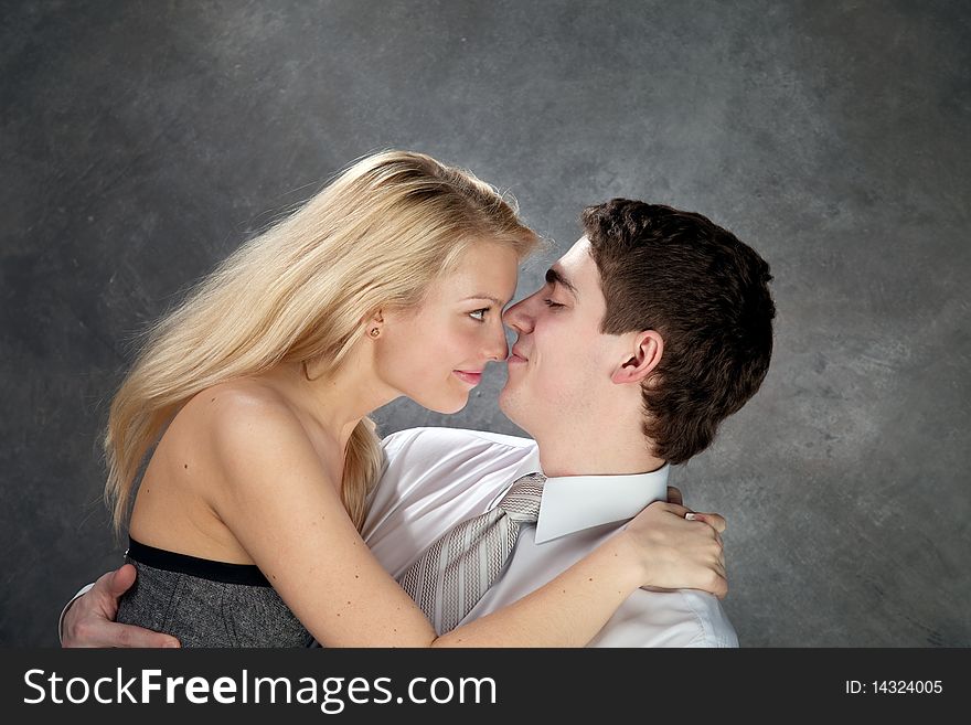 Studio portrait of young lovers